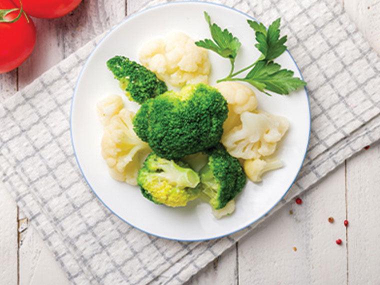 Steamed Broccoli and Cauliflower