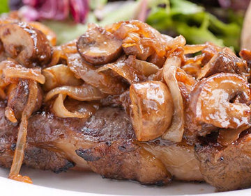 Grilled New York Steak, Mushrooms, and Onions - Nuwave