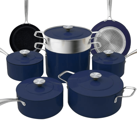 Duralon Blue Lux Non-Stick Cookware 13-Piece Set - Nuwave