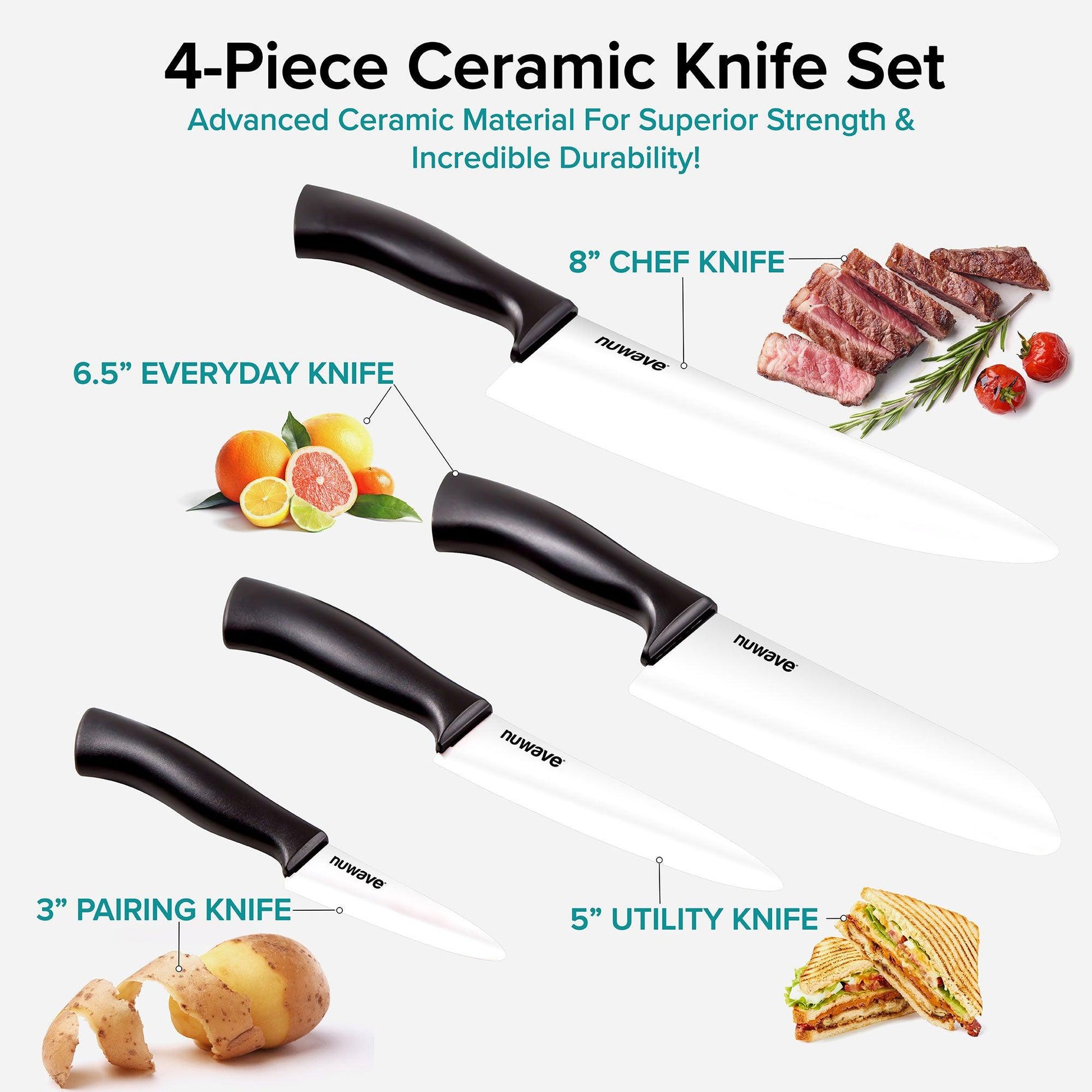Nuwave 4-piece Ceramic Knife Set - Nuwave