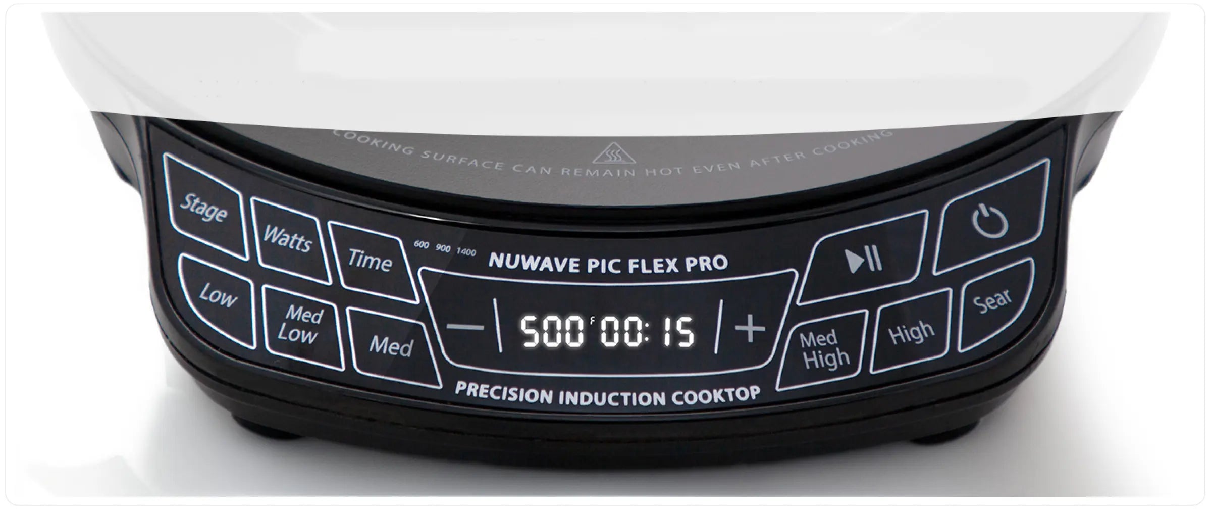 Close-up of the Flex Pro interface featuring a bright white digital LED display and high-contrast touch control sensors.