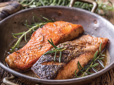 Cajun Salmon with Mustard Greens