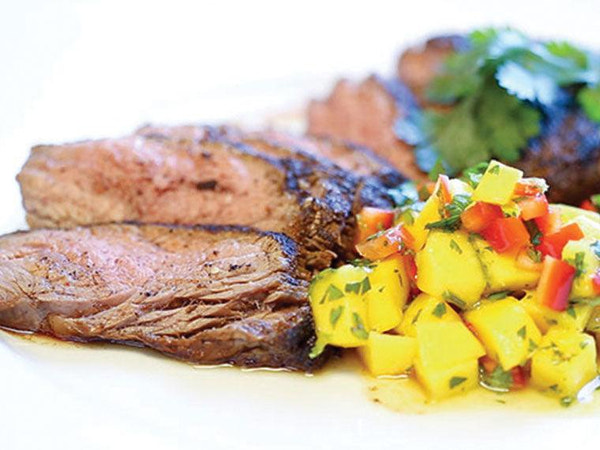 Chili Crusted Flank Steak with Mango Salsa - Nuwave