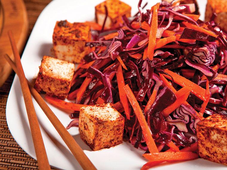 Sweet and Spicy Tofu with Slaw