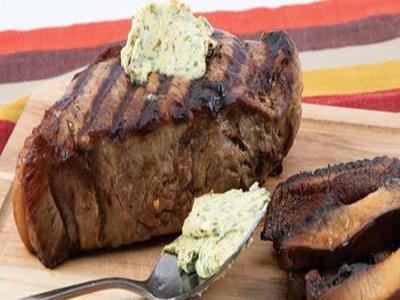Grilled New York Strip Steak with Classic Steak Butter