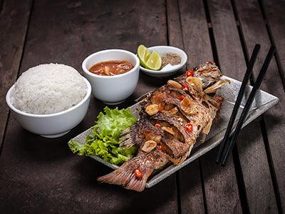 Asian-Style Grilled Whole Red Snapper with Radish Salad - Nuwave