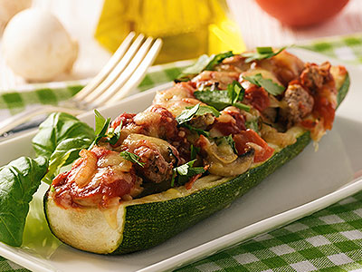 Tomato-Stuffed Baked Zucchini