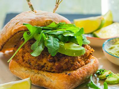 Grilled Chorizo Burger with Avocado Fried Eggs and Spicy Mayo - Nuwave