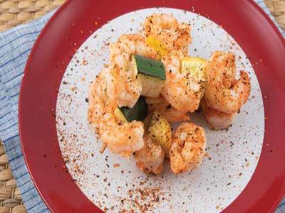 Grilled Cajun Gulf Shrimp Assorted  Squash Brochette