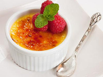 Classic Crème Brûlée with  Red Currants & Strawberries