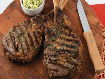 Grilled Tomahawk Ribeye Steaks with Classic Steak Butter - Nuwave