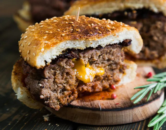 Air-Fried Herb and Cheese-Stuffed Burgers
