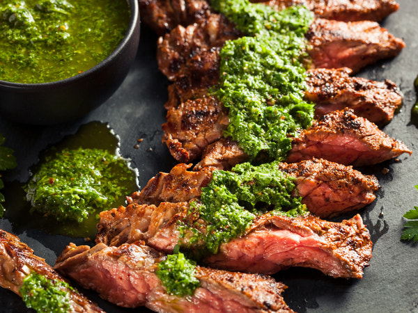 Grilled Marinated Skirt Steak with Chimichurri