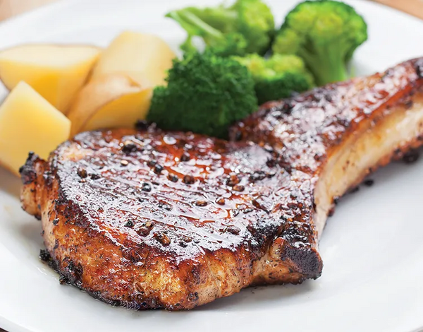 Crispy Pork Chops with Roasted Broccoli Crowns