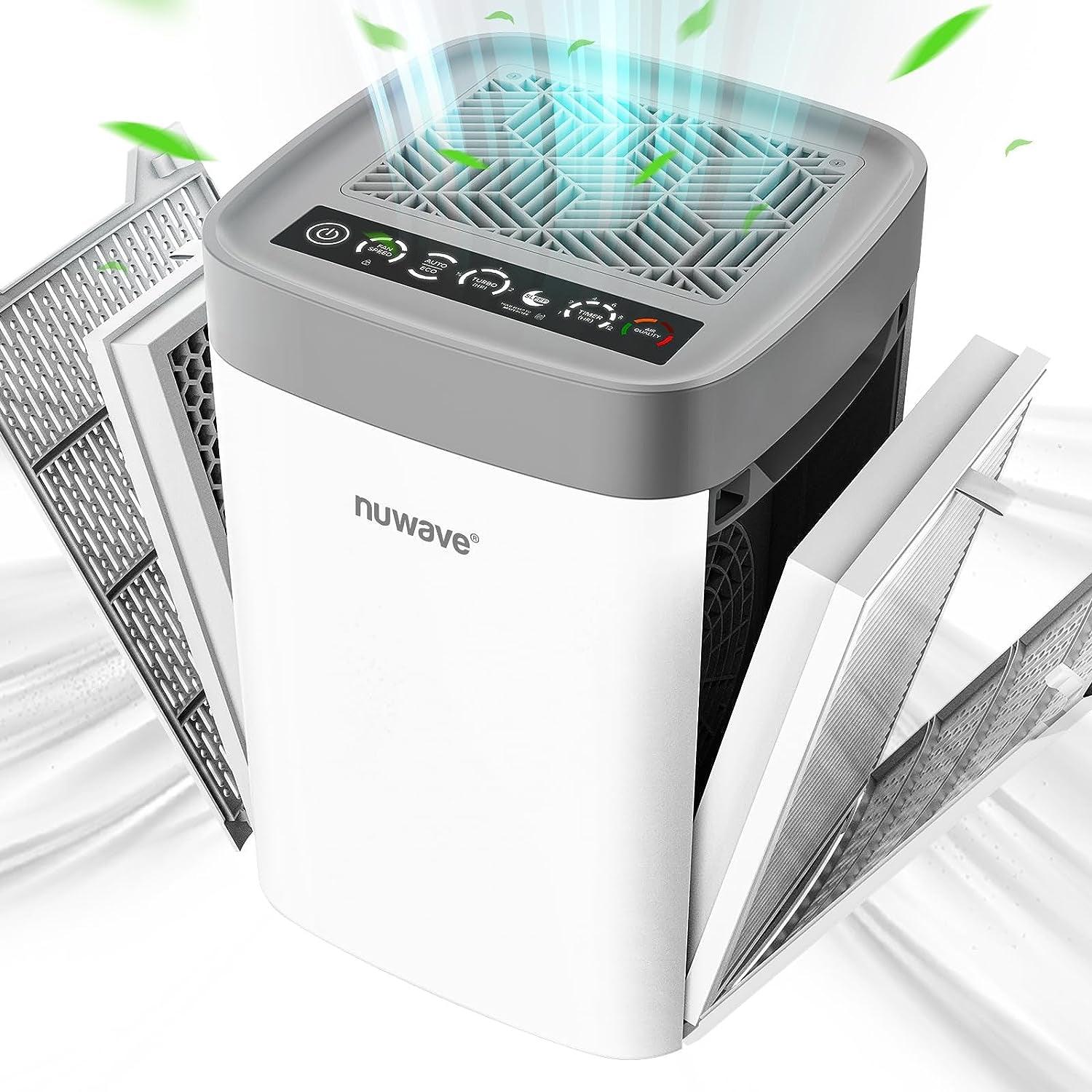 Nuwave Air Purifiers for Home Large Room Up to 1130 Sq Ft, Portable Air Purifier with H13 True HEPA & Carbon Filter