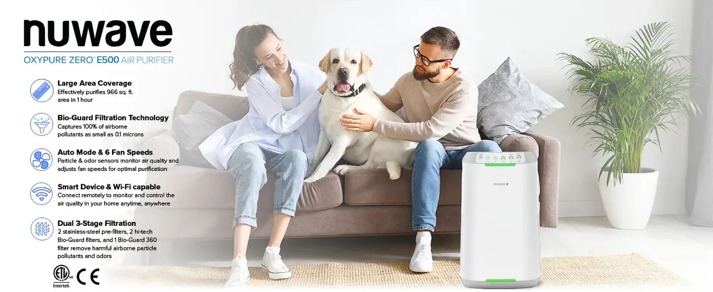 NUWAVE OxyPure ZERO E500 – Purificatore D’Aria Smart Con Filtri Lavabili, Fino A 85mq