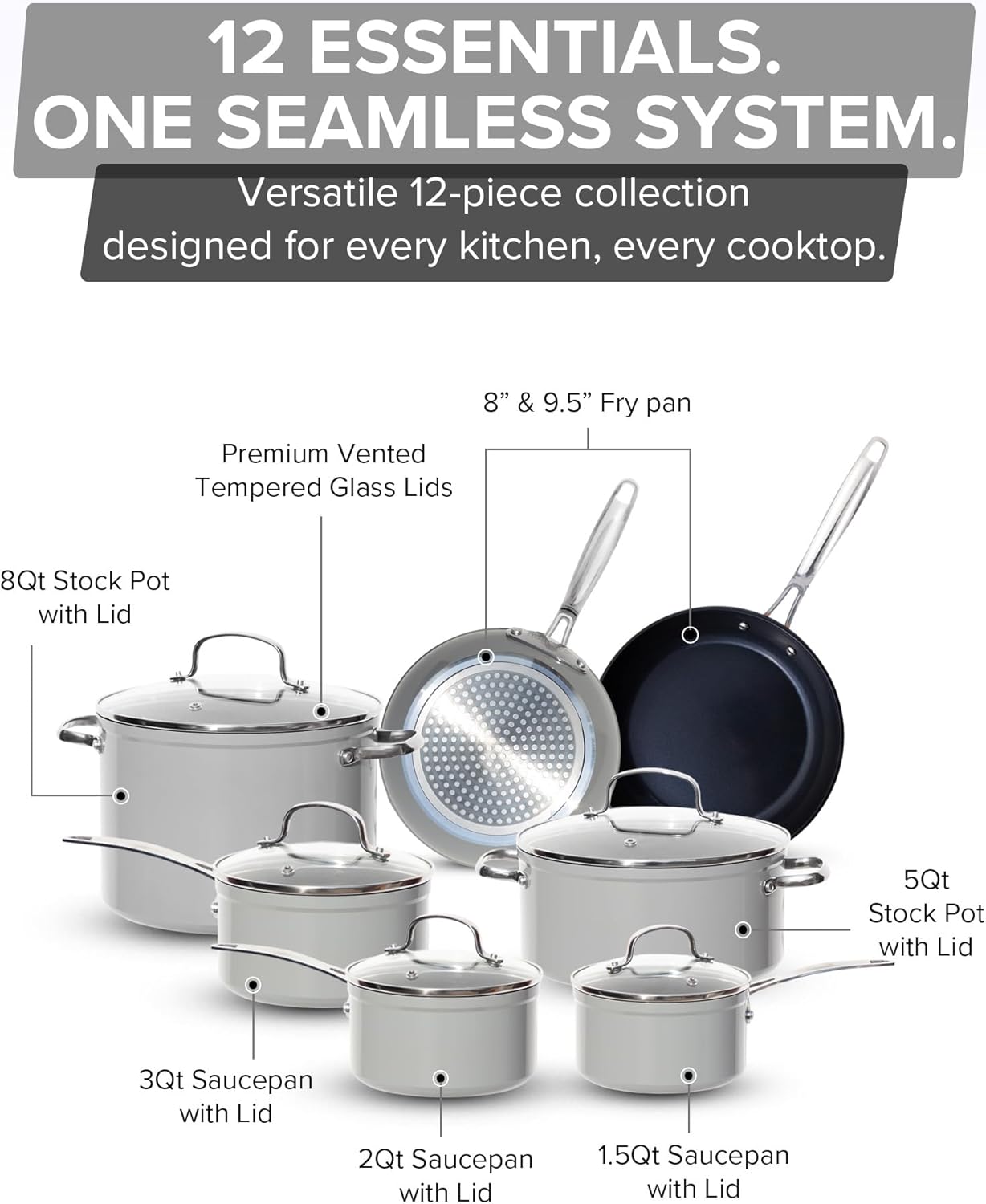 Duralon Blue G11 Non-Stick Cookware 12-Piece Set